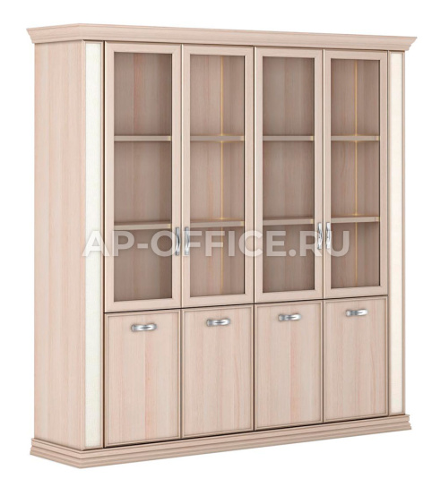 Комбинированный шкаф PORTO со стекл. дверями (секция 2 секции для документов с полками)